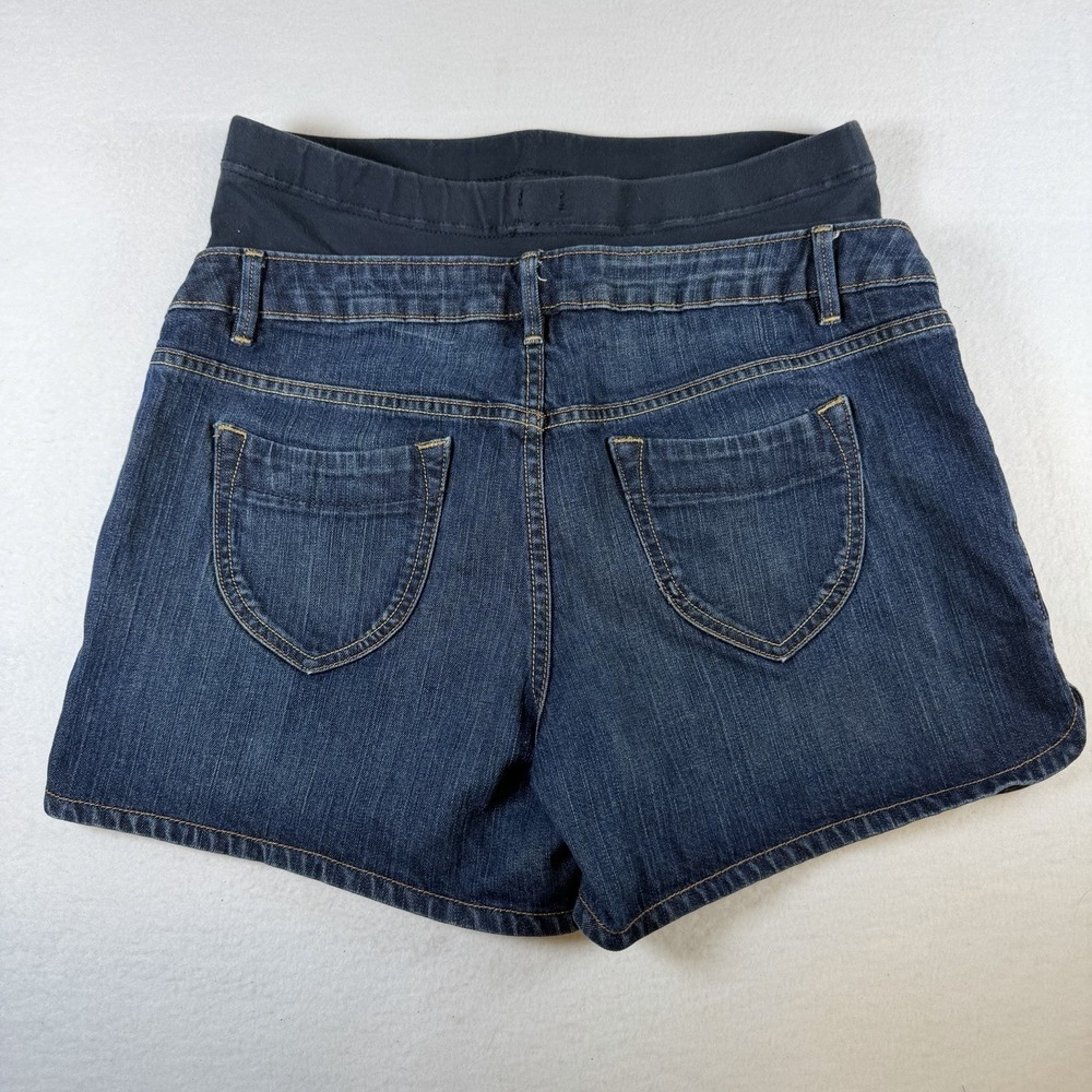 Old Navy Maternity Shorts Womens Medi Blue Denim Boyfriend Full Panel Rolled Hem